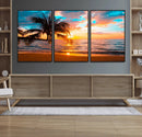 Palm Tree Sunset On The Beach Wall Art Canvas, Framed Palm by MyGreatCanvas | Canvas Wall Art Prints | Photo Prints & Wall Decor