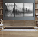 Foggy Misty Forest Canvas Wall Art – Black and White