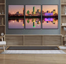 Colorful Dallas City Lights Night Skyline Wall Art Print