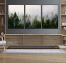 Misty Pine Forest Wall Art Canvas Print | 3 Panel Green