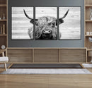 Scottish Highland Cow Cattle Art Print on Wood Background by MyGreatCanvas | Canvas Wall Art Prints | Photo Prints & Wall Decor