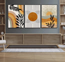 Modern Boho Sun and Leaf Abstract Art – 3-Panel Giclée by MyGreatCanvas | Canvas Wall Art Prints | Photo Prints & Wall Decor