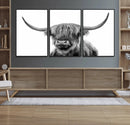Grayscale Scottish Highland Cow Cattle Art Print Farmhouse by MyGreatCanvas | Canvas Wall Art Prints | Photo Prints & Wall Decor