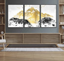 Golden Mountain Triptych Wall Art Canvas Print, Modern