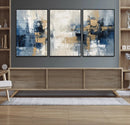 Modern Abstract Canvas Wall Art in Blue and Gold Tones |