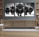 American Bison Art | Buffalo Herd Wall Art Canvas Print, BW