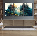 Watercolor Trees Forest Abstract Wall Art Canvas Print,