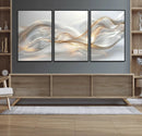 Abstract art Grey and Gold Lines Wall Art