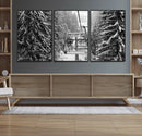 Winter Ski Lift Black and White Canvas Wall Art – Alpine