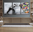 Banksy Art Behind the Curtain Street Wall Art Canvas Print |