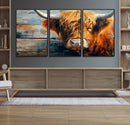 Highland Cow Abstract Canvas Wall Art – Bold Farmhouse
