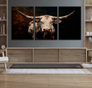 Texas Longhorn Wall Art | 3-Panel Large Texas Longhorn by MyGreatCanvas | Canvas Wall Art Prints | Photo Prints & Wall Decor