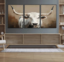 White Longhorn Bull Wall Art Canvas Print – Framed and Ready