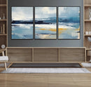 Abstract Ocean Canvas Wall Art - Coastal Blue and Gold