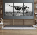 Texas Black White Highland Longhorn Cow Wall Art Canvas by MyGreatCanvas | Canvas Wall Art Prints | Photo Prints & Wall Decor