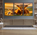 Scottish Cow and Baby Cow Canvas Wall Art Animal Print