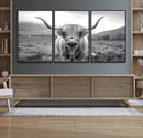 Black White Scottish Highland Cow Canvas Farm Wall Art by MyGreatCanvas | Canvas Wall Art Prints | Photo Prints & Wall Decor