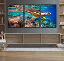 Sea Turtle Wall Art Canvas Print – Vibrant Ocean Coral Reef