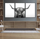 Highland Wall Art Canvas Print – Minimalist Black and White