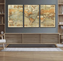 Push Pin World Map Canvas Print – Travel Tracker Wall Art