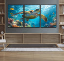 Sea Turtle Underwater Canvas Wall Art Print - Vibrant Ocean