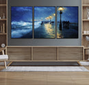 Storm Ocean Pier Canvas Wall Art Print - Large Moody Night by MyGreatCanvas | Canvas Wall Art Prints | Photo Prints & Wall Decor