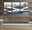 Abstract Winter Landscape Canvas Wall Art Print -  Large