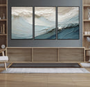 Waves Abstract Wall Art Print, Modern Framed Abstract Canvas