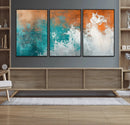 Vintage Abstract Print - Bold Teal and Orange Canvas Wall