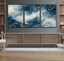Large Abstract Print - Luxe Blue and Gold Abstract Canvas