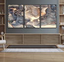 Abstract Blue and Gold Wall Art - Fluid Ink Artwork - Modern