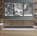 Black White Abstract Canvas Wall Art - Fluid Ink Artwork -