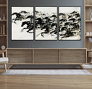 Abstract Horse Wall Art Canvas Print - Dynamic Black Ink