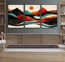 Western Wall Decor - Large Triptych Mountain Canvas - Boho
