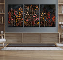 Dark Floral Canvas Wall Art - Moody Botanical Flower Print -