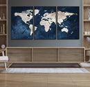 Vintage World Map Canvas Wall Art - Framed Map Print for