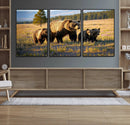 Grizzly Bear Family Wall Art Canvas Print – Majestic