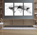 Flight Routes Air Traffic Map Canvas Wall Art - Framed -