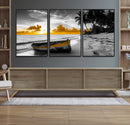 Yellow Rowboat Wall Art – Framed Tropical Shoreline Canvas by MyGreatCanvas | Canvas Wall Art Prints | Photo Prints & Wall Decor