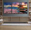 Mount Fuji Cherry Blossom Wall Art Canvas Print – Framed