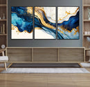 Blue Gold Flow Wall Art Canvas Print – Framed Marble Design by MyGreatCanvas | Canvas Wall Art Prints | Photo Prints & Wall Decor