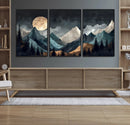 Moonlit Mountain Wall Art Canvas Print – Silhouetted Pines