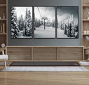 Snowy Pines Wall Art Canvas Print – Framed Ski Lift Winter