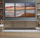 Ocean Sunset Wall Art Canvas Print – Framed Sandy Shore