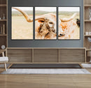 Texas Longhorn Wall Art Canvas Print – Framed Spotted Cow