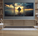 Jesus Walks Wall Art Canvas Print Framed Divine Sunset Art