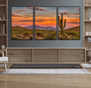 Saguaro Cactus Wall Art Canvas Print – Framed Arizona Sunset
