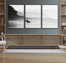 Surfer Beach Wall Art – Framed Black White Ocean Canvas by MyGreatCanvas | Canvas Wall Art Prints | Photo Prints & Wall Decor