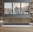 Frosty Pines Wall Art Canvas Print – Framed Cozy Cabin Ski