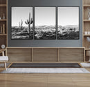Saguaro Cactus Wall Art Canvas Print – Framed Monochrome